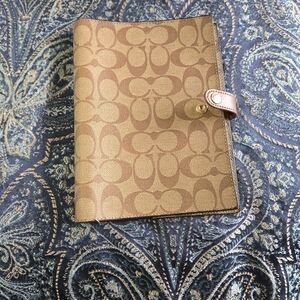 Coach Tan Signature Pattern Notebook Cover